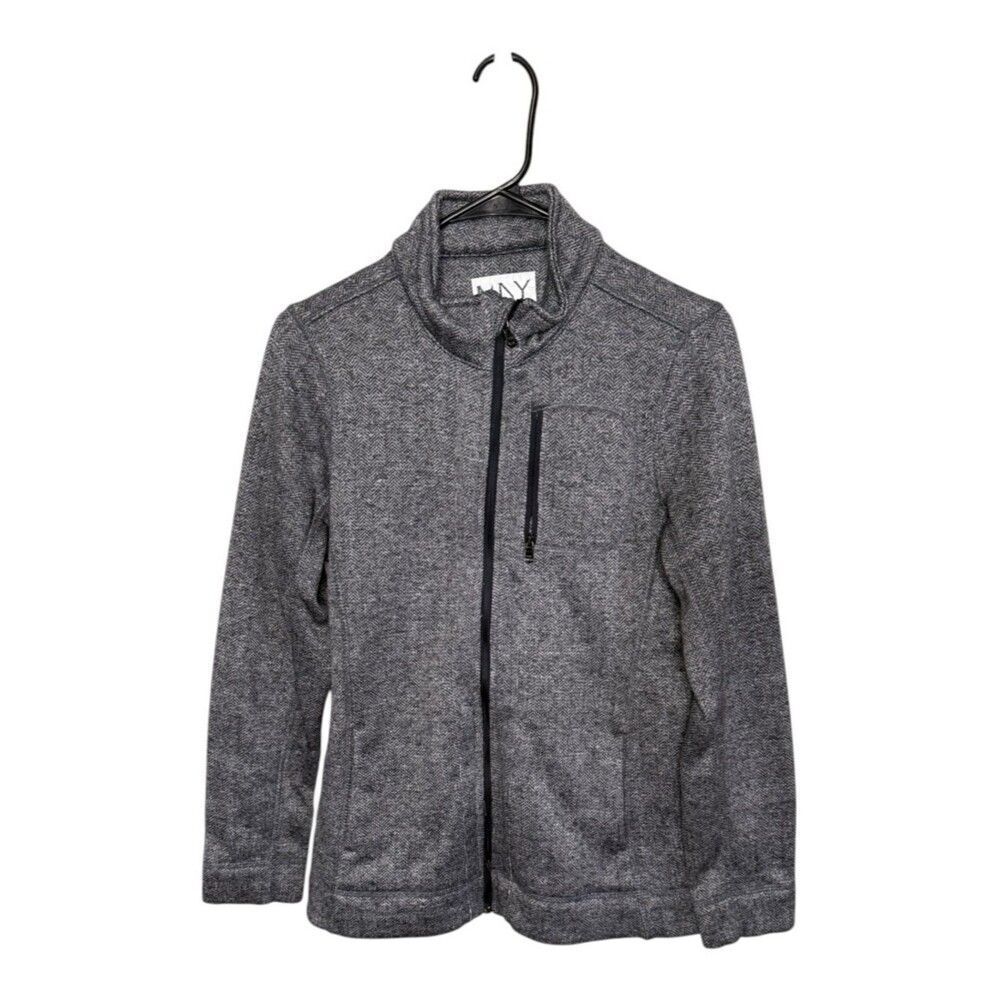 Marc New York Women's Gray Herringbone Full Zip Fleece Jacket Medium MNY